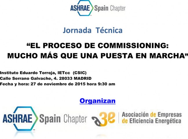 Jornada Técnica de Ashrae sobre "Proceso de Commissioning"