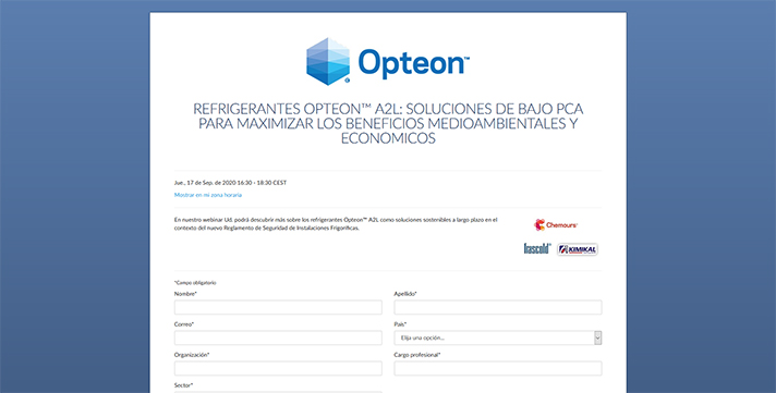 Chemours: webinar sobre nuevos refrigerantes Opteon A2L