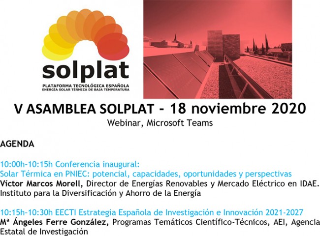 V Asamblea de la Plataforma Tecnológica Española de Energía Solar Térmica de Baja Temperatura, SOLPLAT