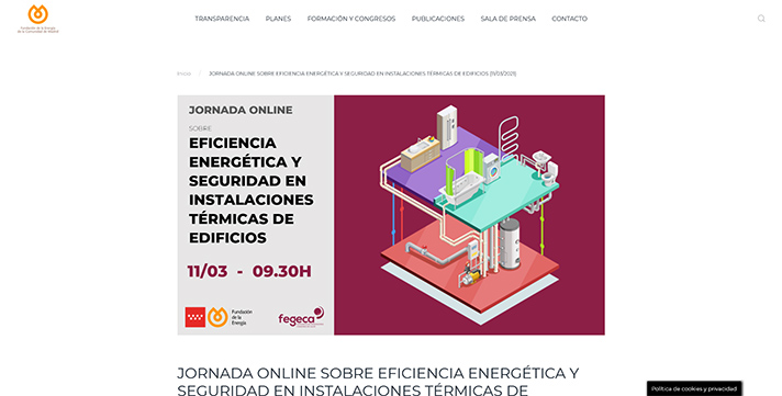 Jornada online sobre eficiencia energética y seguridad en instalaciones térmicas de edificios 