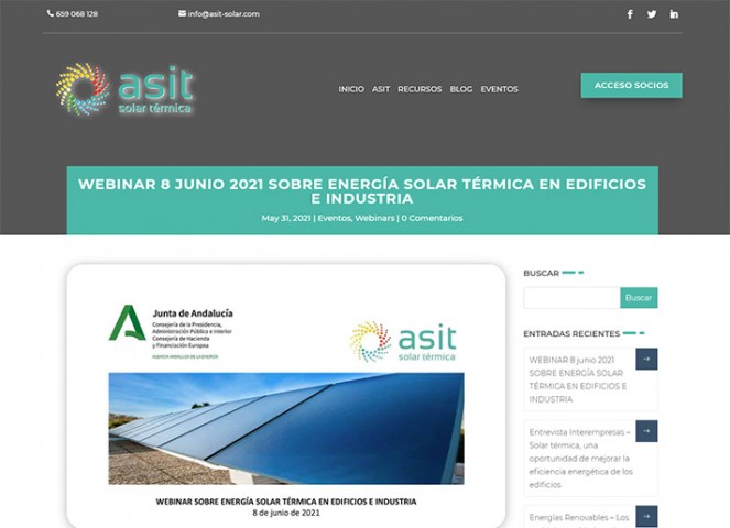 Webinar sobre energía solar térmica en edificios e industria