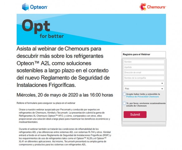 Webinar de Chemours para descubrir más sobre los refrigerantes A2L 