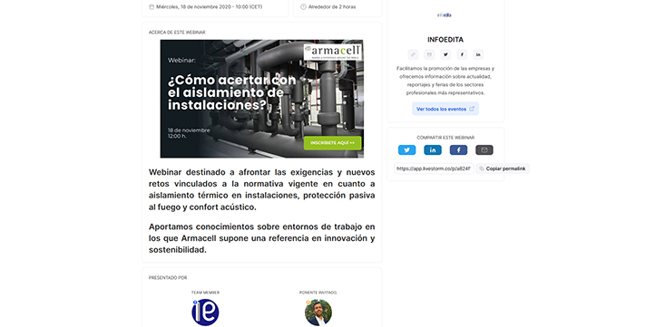 Webinar de Armacell: ¿Cómo acertar con el aislamiento de instalaciones? 