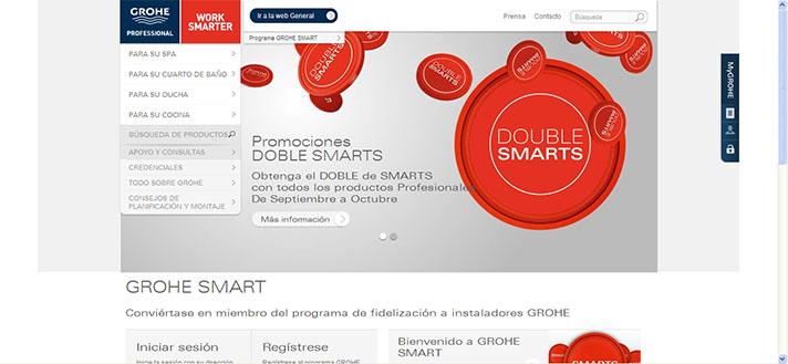 El instalador puede registrarse gratuitamente en www.grohesmart.com