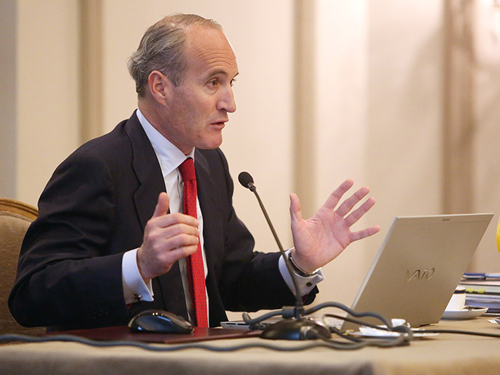 Julián Núñez, presidente de Seopan, durante la presentación