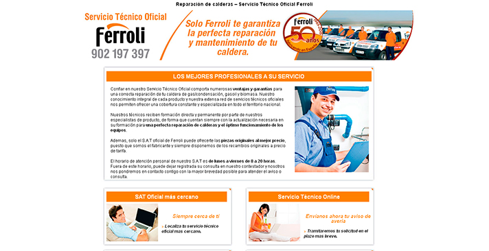 En la web de Ferroli el usuario podrá localizar su SAT más cercano