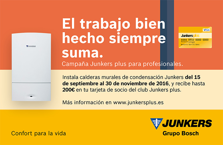 La marca de la división Bosch Termotecnia premia a los profesionales miembros del Club Junkers plus por la instalación de este producto