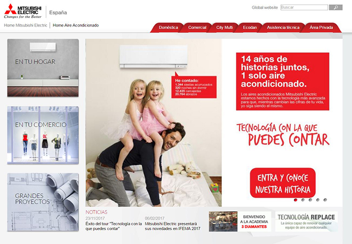 Mitsubishi Electric ha renovado la web de la división de aire acondicionado adaptándola a las nuevas tendencias