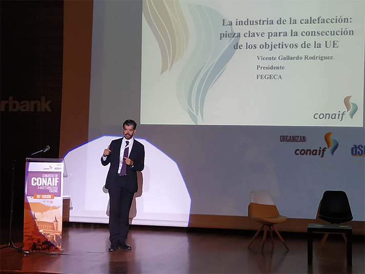 Vicente Gallardo, Presidente de Fegeca, durante su ponencia en el Congreso de Conaif