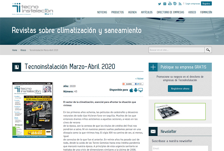 La revista Tecnoinstalación de marzo-abril, con mejor visualización en formato digital, ya en el Kiosko