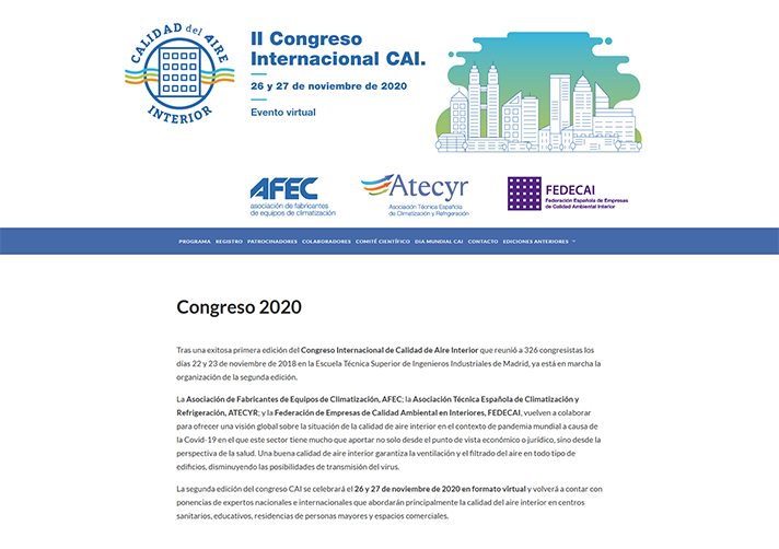 Los días 26 y 27 de noviembre tendrá lugar el II Congreso Internacional de Calidad de Aire Interior