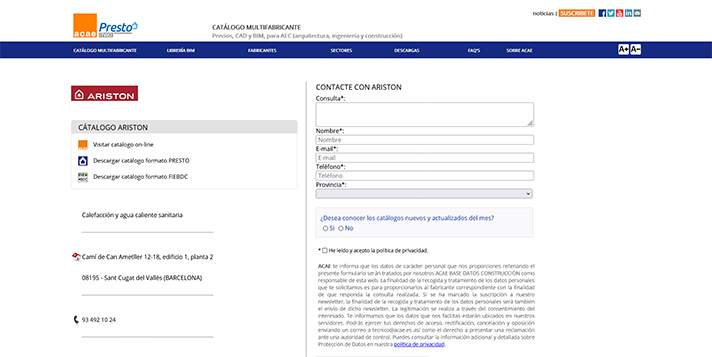 El catálogo PRESTO pone a disposición del prescriptor una selección de equipos completos de la amplia gama de productos de Ariston