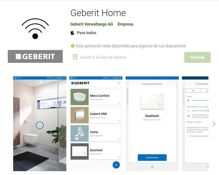 La app Geberit Home permite ajustar las funciones de los productos Geberit desde una única aplicación