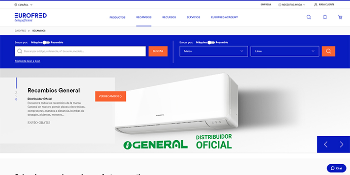 Unificando la compra de máquinas y recambios en una misma web, Eurofred optimiza la experiencia de sus clientes, facilitándoles el proceso y permitiéndoles ahorrar tiempo