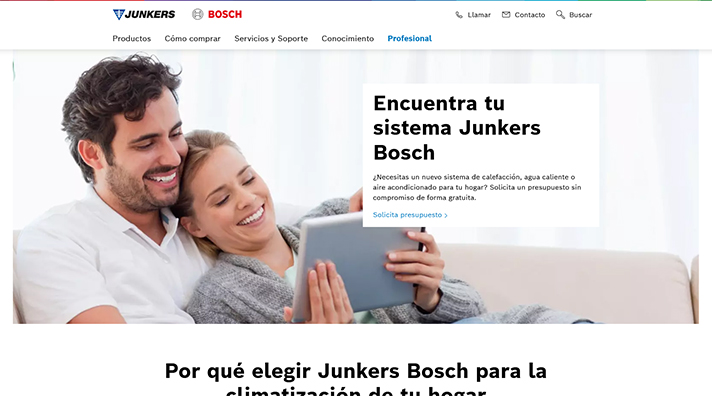 Junkers Bosch dispone de una herramienta gratuita para poder contactar directamente con un instalador