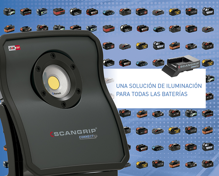 Scangrip CONNECT: Iluminación profesional compatible con las baterías de las principales marcas de herramienta electroportátil