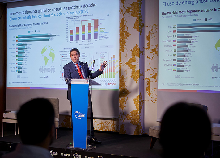 En el marco de la jornada ‘Industrial Efficient Solutions’, Alejandro Baschwitz presentó la apuesta de Bosch por el hidrógeno como fuente de combustible cero emisiones de CO2