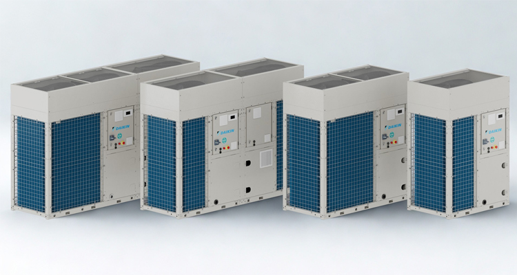 Bombas de calor que con potencias desde 17 hasta 135 kW o hasta 2.000 kW de manera modular