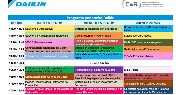Daikin presenta su programa de ponencias para la Feria C&R 2025