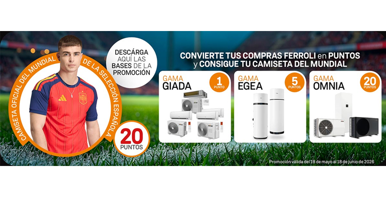 Ferroli impulsa una promoción para instaladores para conseguir camisetas oficiales de la selección española