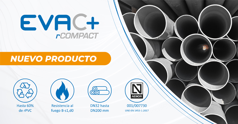Molecor amplía evacuación interior con la tubería Evac+ rCompact con contenido reciclado