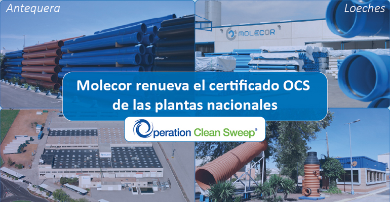 Molecor renueva la certificación OCS Europe en todas sus plantas de España y refuerza su compromiso contra los microplásticos