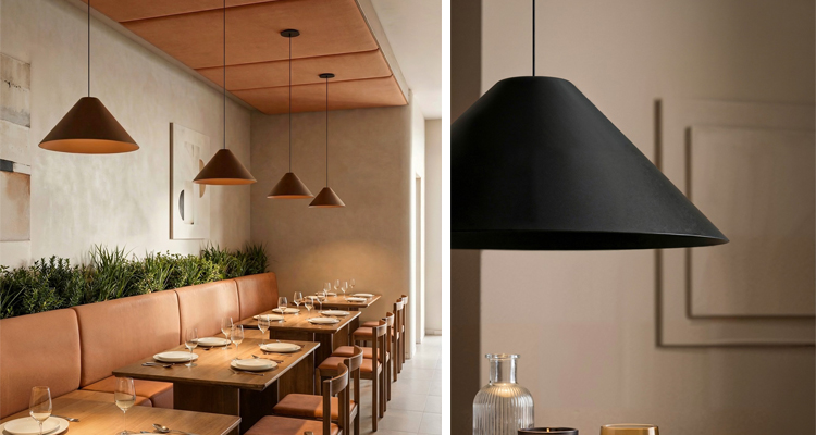 Luminaria suspendida diseñada para integrarse en proyectos arquitectónicos