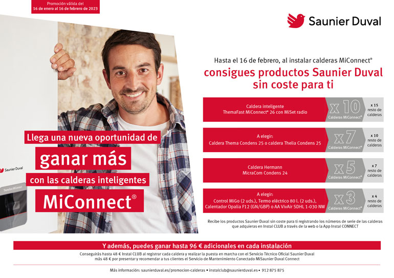Saunier Duval ofrece productos sin coste por instalar sus calderas