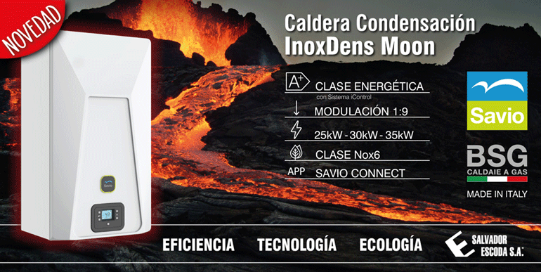 Salvador Escoda presenta la nueva caldera de condensación ecológica INOX DENS MOON de Savio